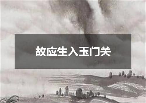 故应生入玉门关