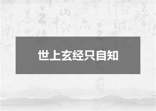 世上玄经只自知