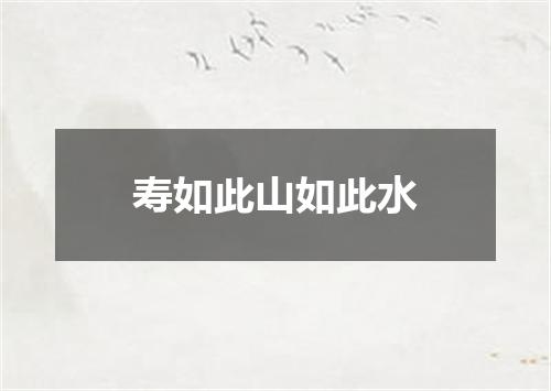 寿如此山如此水