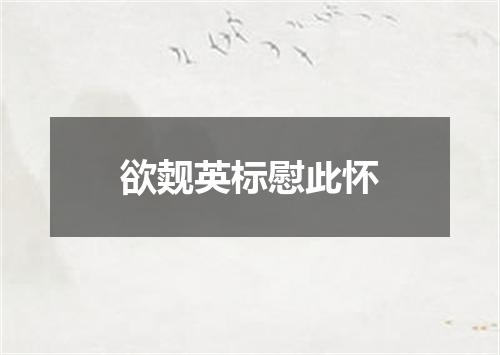 欲觌英标慰此怀