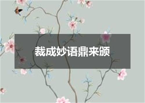 裁成妙语鼎来颁