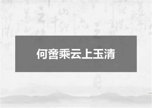 何啻乘云上玉清