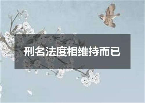 刑名法度相维持而已