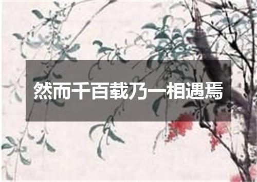 然而千百载乃一相遇焉