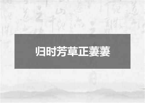 归时芳草正萋萋