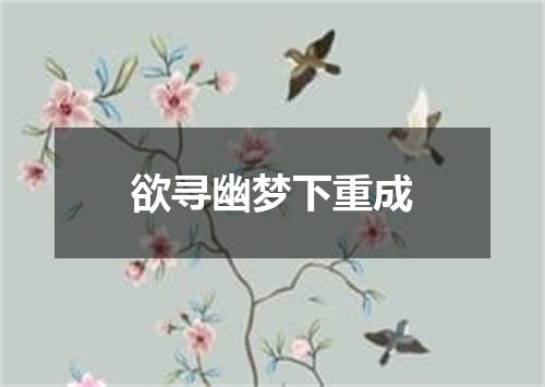 欲寻幽梦下重成