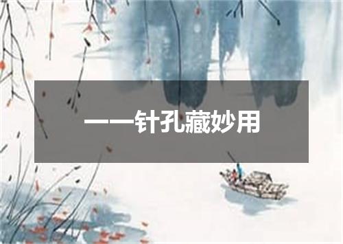 一一针孔藏妙用