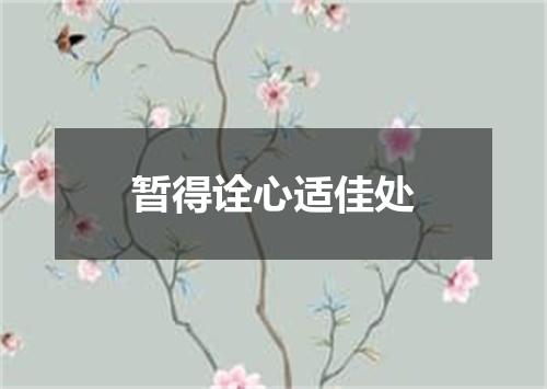 暂得诠心适佳处