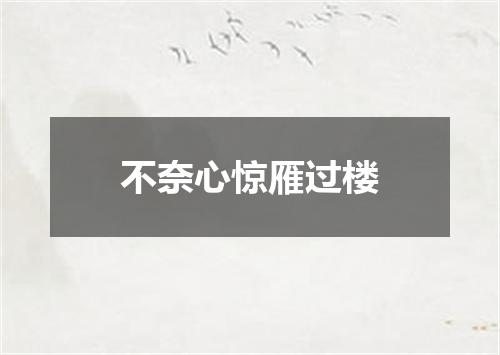 不奈心惊雁过楼