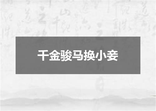千金骏马换小妾