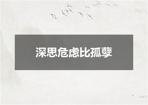 深思危虑比孤孽