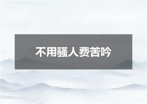 不用骚人费苦吟