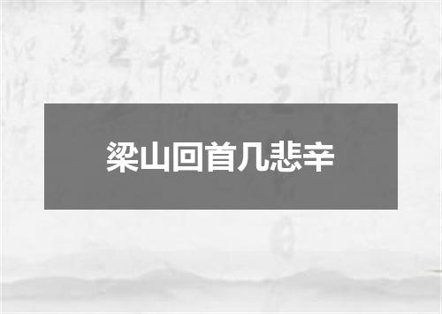 梁山回首几悲辛