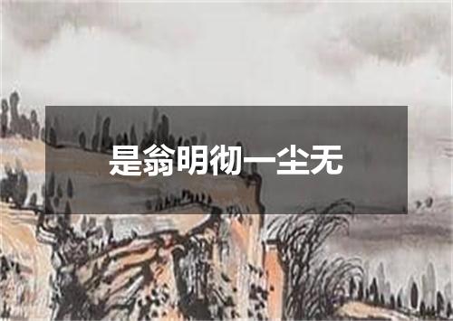 是翁明彻一尘无