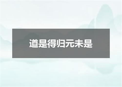 道是得归元未是