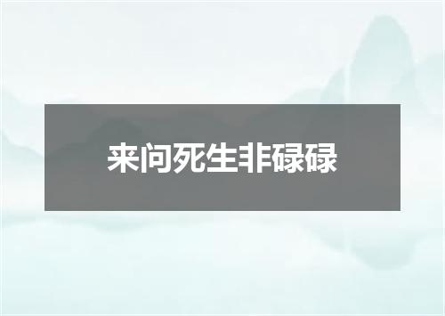 来问死生非碌碌