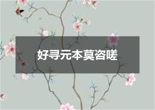 好寻元本莫咨嗟