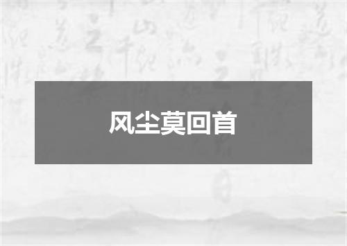 风尘莫回首