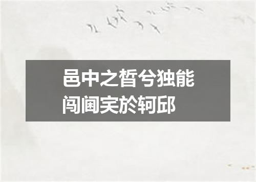 邑中之晳兮独能闯阃宎於轲邱