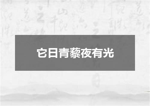 它日青藜夜有光