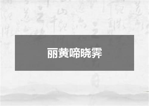 丽黄啼晓霁