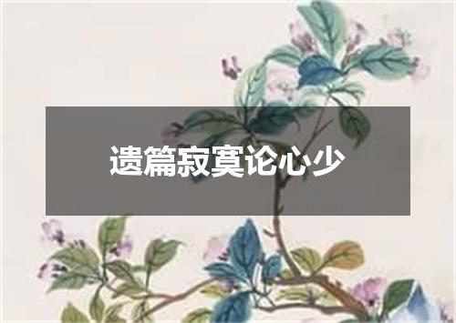 遗篇寂寞论心少