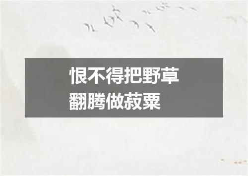 恨不得把野草翻腾做菽粟