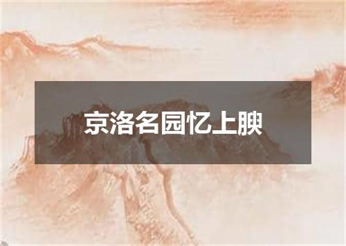 京洛名园忆上腴