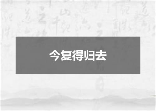 今复得归去