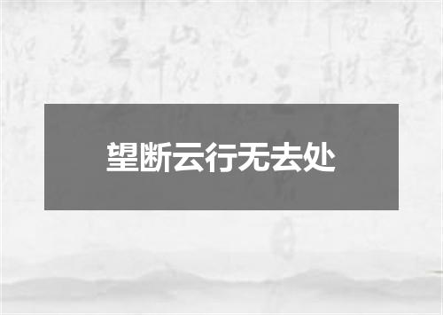 望断云行无去处
