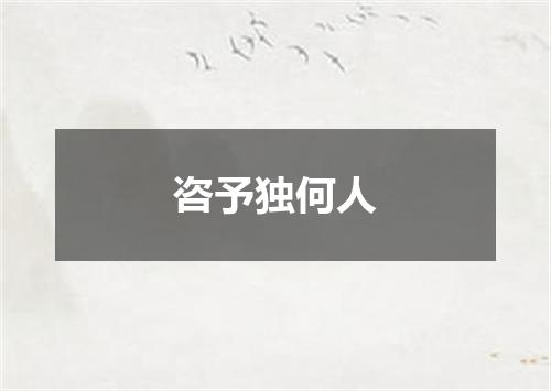 咨予独何人