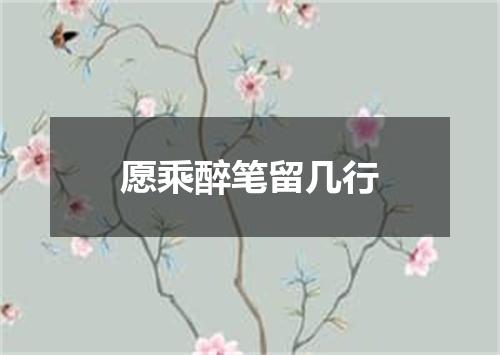 愿乘醉笔留几行