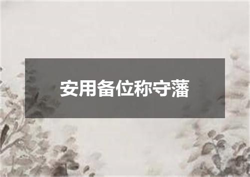 安用备位称守藩