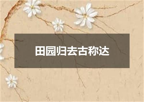 田园归去古称达
