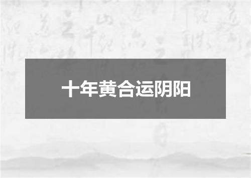 十年黄合运阴阳