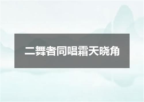 二舞者同唱霜天晓角