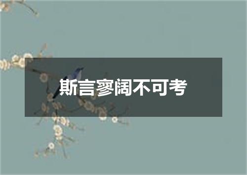 斯言寥阔不可考