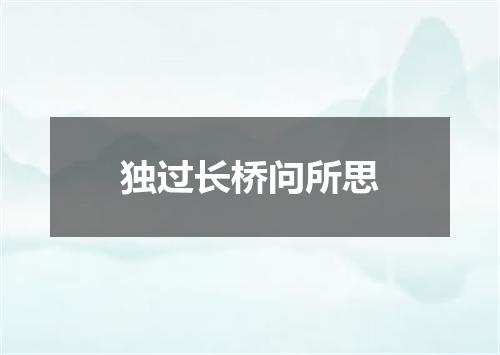 独过长桥问所思