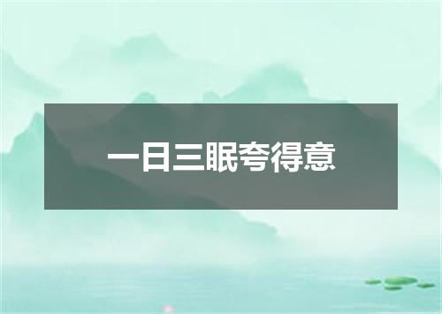 一日三眠夸得意