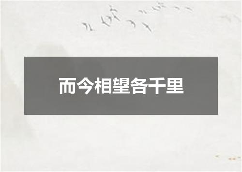 而今相望各千里