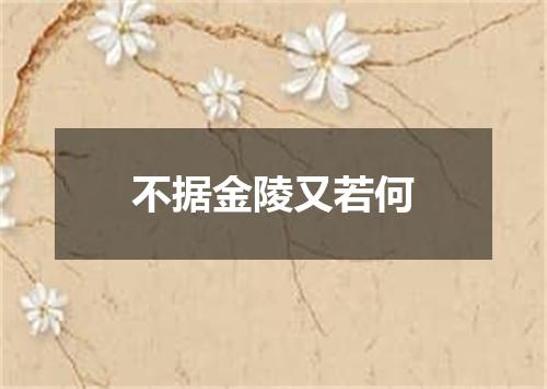 不据金陵又若何