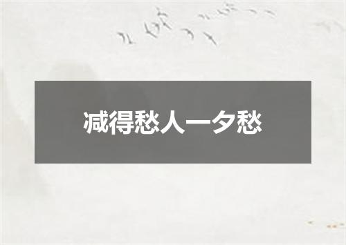减得愁人一夕愁
