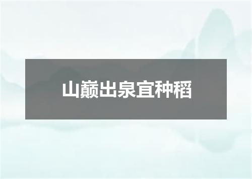 山巅出泉宜种稻