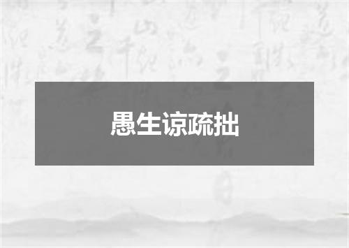 愚生谅疏拙
