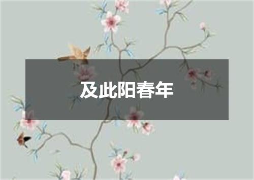 及此阳春年