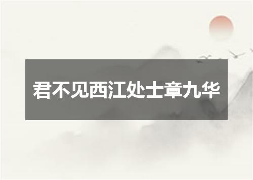 君不见西江处士章九华