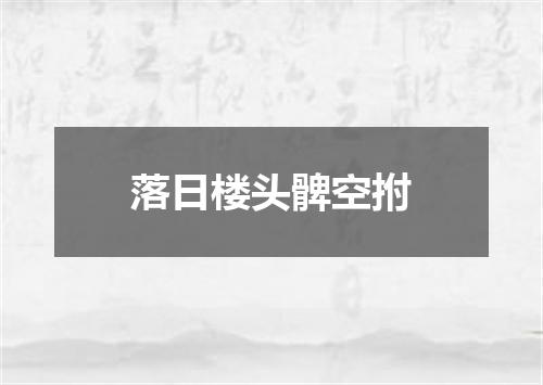 落日楼头髀空拊