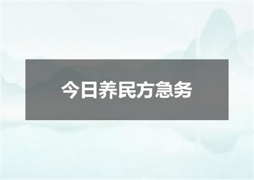 今日养民方急务
