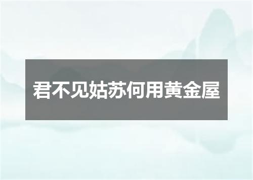 君不见姑苏何用黄金屋