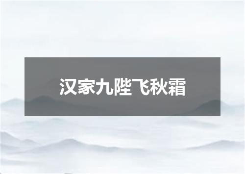 汉家九陛飞秋霜